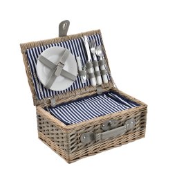 Cos de picnic pentru 2 persoane cu set tacamuri si geanta termoizolanta