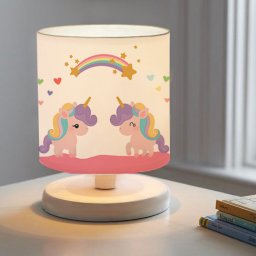 Lampa de masa pentru copii cu unicorn, soclu E14, alba, Maidstone