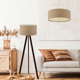 Set lampi bej Scunthorpe cu pendul si lampadar pentru living