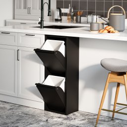 Dulap pentru sortare gunoi Sollentuna, metal, 2x14 L, negru