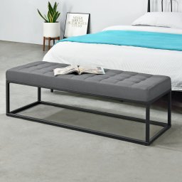 Banca tapitata gri Salta 120 cm cu cadru metalic, pro.tec