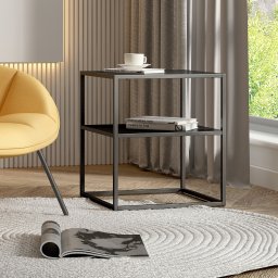 Masa laterala Raahe cu polita, negru, din otel, pentru living