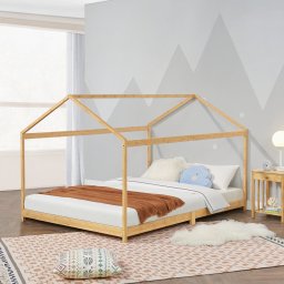 Pat pentru copii tip casuta Vindafjord 120x200 cm din bambus