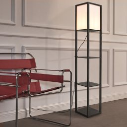Lampadar cu raft Stapleford, 3 polite, 160 cm, negru/alb