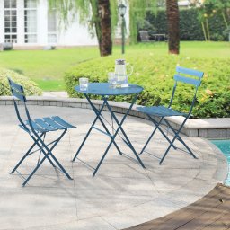 Set bistro pliabil Caprile din otel, turcoaz, 3 piese, pentru balcon