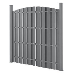 Gard din WPC gri 185x193 cm cu arcada, stalpi si montaj inclus