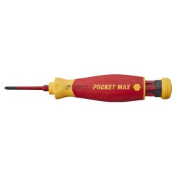 Surubelnita cu magazie biti, izolata la 1000 V, WIHA PocketMax, 4 biti, Rosu-Galben