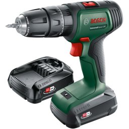 Masina de gaurit si insurubat (bormasina) cu percutie pe acumulator Bosch Universal Impact 18, 18 V, 2 trepte de putere, 1450 RPM , 241 de accesorii, valiza profesionala