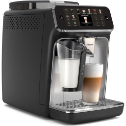Espressor automat Philips EP5546/70 seria 5500, presiune 15 bari, solutie de lapte LatteGO, 20 tipuri de bauturi, ecran tactil , Tehnologie noua SilentBrew-preparare silentioasa, rasnita ceramica, functie QuickStart, jet suplimentar, Negru-Argintiu