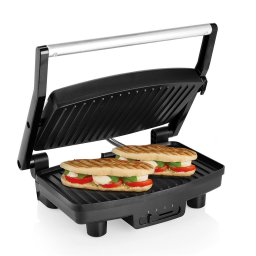 Sandwich-maker Grill Panini Tristar GR-2856, 1000 W, placi nonaderente, indicator luminos, picioruse antiderapante, suprafata 28x19 cm, Negru