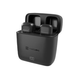 Microfon lavaliera Natec Hopper NMI-2255, Wireless, port Lighting, autonomie 4 ore, 1 unitate, Negru