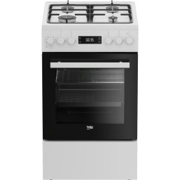 Aragaz gaz-electric Beko, model FSM51339DWDS, 4 arzatoare, dimensiuni 50x60x85cm, cuptor 60 l, Alb