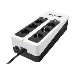 UPS Eaton 3S450D, Gen2 DIN, 450 VA/270 W, Standby, intrare Schuko, 6 iesiri (3 cu baterie si protectie, 3 doar protectie), port USB, interval tensiune 161-284V, protectie supratensiune, suprasarcina, pornire la rece, 3kg, Alb-Negru