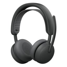 Casti wireless Logitech Zone Wireless 2 ES cu anulare a zgomotului, ANC hibrid adaptiv, Bluetooth, Negru