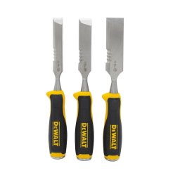 Set 3 dalti DeWALT DWHT0-16148, cap intarit si suprafata laterala marita, margine zimtata pentru demolare si razuire, lame din otel crom-carbon, maner curbat, 18/25/32 mm