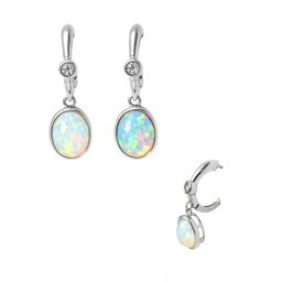 Cercei Opal De Foc Oval 22x7x13 mm Argint 925 - 1 Pereche