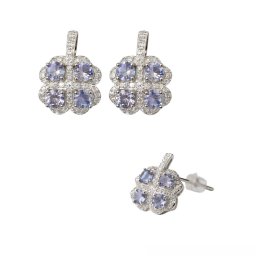 Cercei Tanzanit Cu Zircon Rotund Fatetat 13x9x14 mm Argint 925 – 1 Pereche