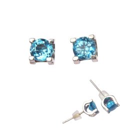 Cercei Topaz Rotund Fatetat 6x6x16 mm Argint 925 - 1 Pereche