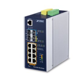 Switch PLANET IP30 DIN-rail Industrial L3 8P Managed Gigabit Ethernet (10/100/1000) Aluminium, Blue