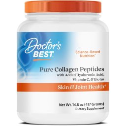 Colagen Hidrolizat cu Acid Hialuronic, Vitamina C si Biotina pentru Piele, Articulatii si Par - Doctor's Best Pure Collagen Peptides - 417 grame