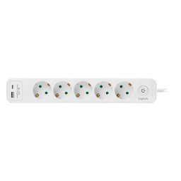 PRELUNGITOR LOGILINK, Schuko x 5, conectare prin Schuko (T), ON/OFF, 16 A, 1xUSB-A, 1xUSB-C, cablu 1.5m, protectie IP20, alb, LPS280U (timbru verde 0.8 lei)