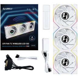 LIAN LI UNI FAN TL LCD Wireless 120mm inversa légáramlás 3 bucăţi set alb