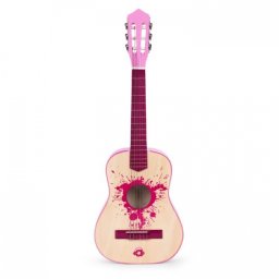 Chitara din lemn cu 6 corzi pentru copii, 86 x 31 cm, ecotoys hx18026-34 - roz