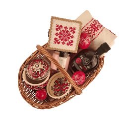 Pachet cadou cu produse traditionale romanesti "Rosu