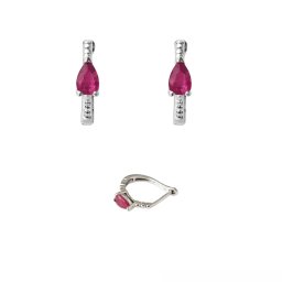 Cercei Rubin Cu Zircon Picatura Fatetat 12x3x12 mm – 1 Pereche