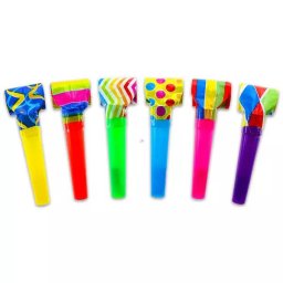 Suflători spirală pentru petreceri - 6 buc., diferite culori