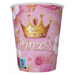 Pahare de hârtie cu model coroană - 250 ml, set de 8