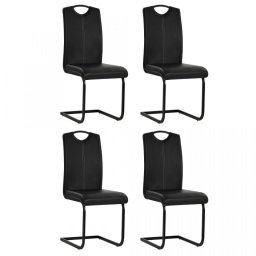 Scaune de bucătărie 4 buc piele artificială 43x55x100 cm, negru