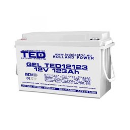 Acumulator 12V GEL Deep Cycle Solar, Dimensiuni 405 x 173 x 220 mm, Baterie 12V 123Ah M8, TED Electric TED003508