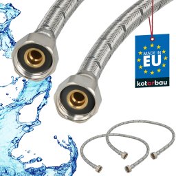 Racord flexibil pentru baterie 1/2″ împletit inox 80 cm set de 2 buc.