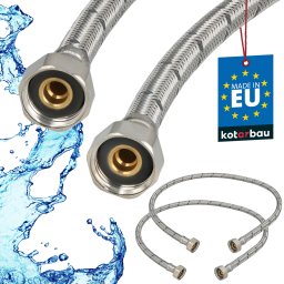 Racord flexibil pentru baterie 1/2″ împletit inox 90 cm set de 2 buc.