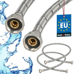 Racord flexibil pentru baterie 1/2″ împletit inox 100 cm set de 2 buc.