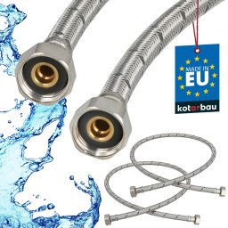 Racord flexibil pentru baterie 1/2″ împletit inox 110 cm set de 2 buc.