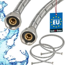 Racord flexibil pentru baterie 1/2″ împletit inox 200 cm set de 2 buc.