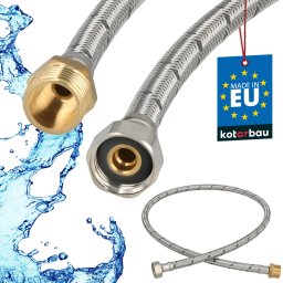 Racord flexibil pentru baterie 1/2″ piuliță-filet împletit inox 100 cm