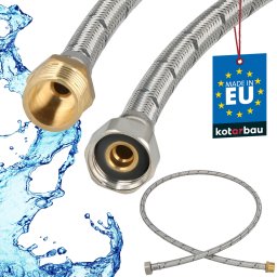Racord flexibil pentru baterie 1/2″ piuliță-filet împletit inox 120 cm