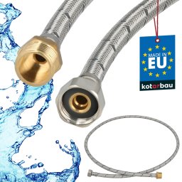 Racord flexibil pentru baterie 1/2″ piuliță-filet împletit inox 150 cm