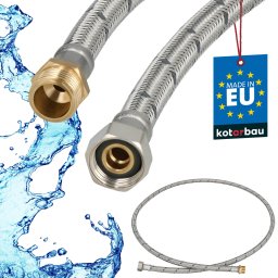 Racord flexibil pentru baterie 3/8″ piuliță-filet împletit inox 150 cm