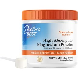 Magneziu Bisglicinat cu Absorbtie Ridicata pentru Sistemul Nervos si Muschi - Doctor's Best, Pudra 200 gr