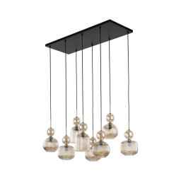 Candelabru suspendat pe cablu SOPHIA, 8xE14/10W/230V, negru/bej fumuriu
