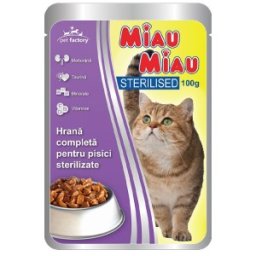 Hrana Umeda Pisici Sterilizate Miau Miau, Plic 100 g