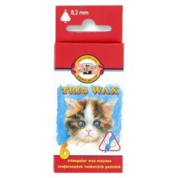 Creioane Cerate Triunghiulare, 8.2 x 10 x 80 mm, 6 Culori, Koh-I-Noor Trio Wax