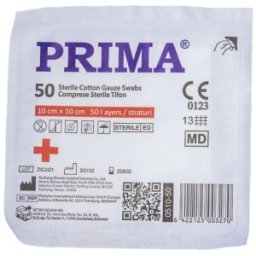 Comprese Sterile Tifon, 10 cm x 10 cm, Material Tesut, Prima, 50 Bucati