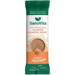 Mini-rondele din Orez cu Glazura Caramel Sarat, Sanovita, 24 g