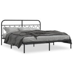 Cadru de pat metalic cu tablie, negru, 193x203 cm GartenMobel Dekor