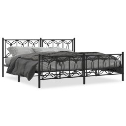 Cadru pat metalic cu tablii de cap/picioare, negru, 193x203 cm GartenMobel Dekor